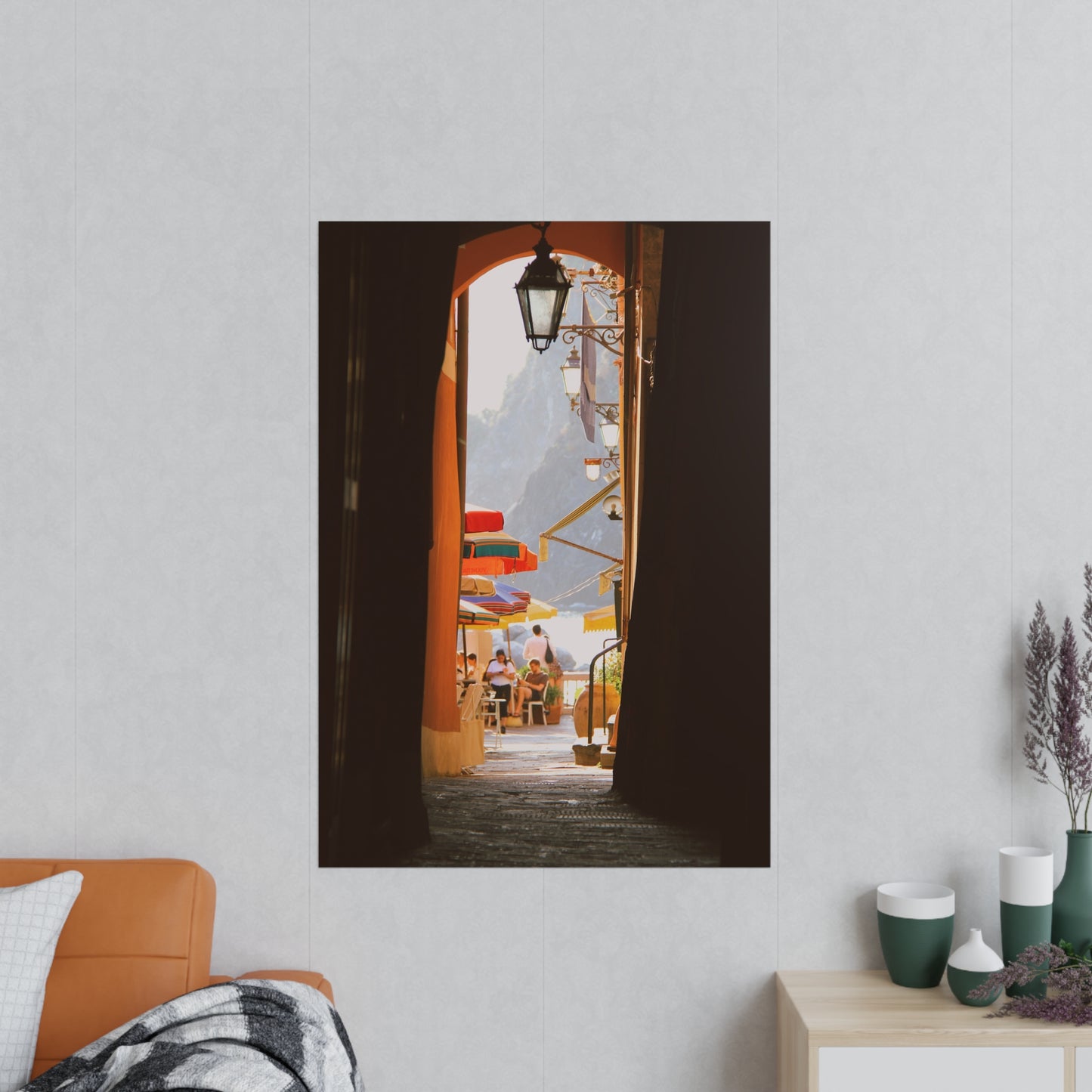 Póster Fotográfico - Arco y café de Calle en Cinque Terre, Italia
