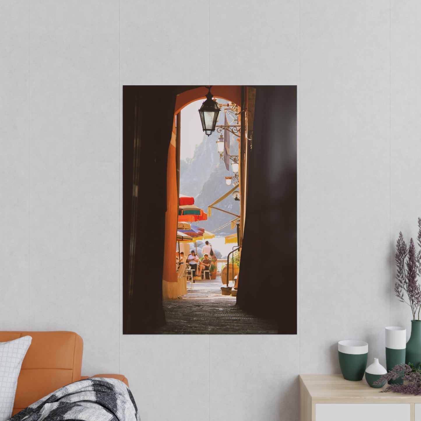 Póster Fotográfico - Arco y café de Calle en Cinque Terre, Italia