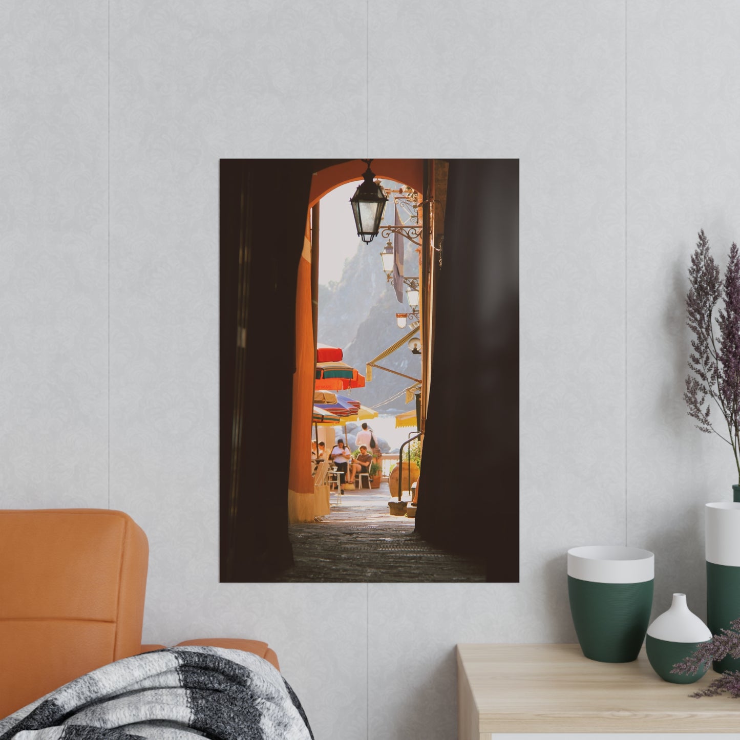 Póster Fotográfico - Arco y café de Calle en Cinque Terre, Italia