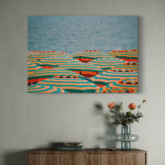 Póster Fotográfico - Sombrillas de Playa en Cinque Terre, Italia