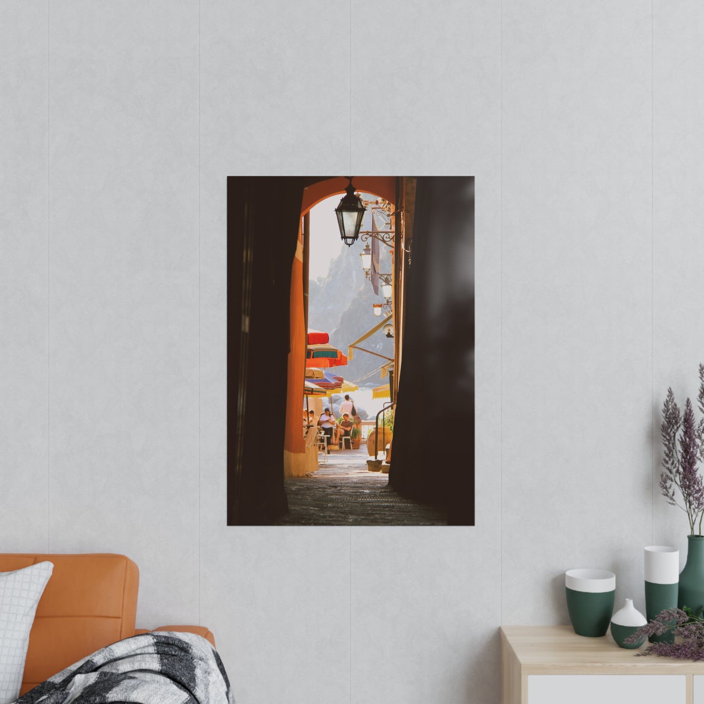 Póster Fotográfico - Arco y café de Calle en Cinque Terre, Italia