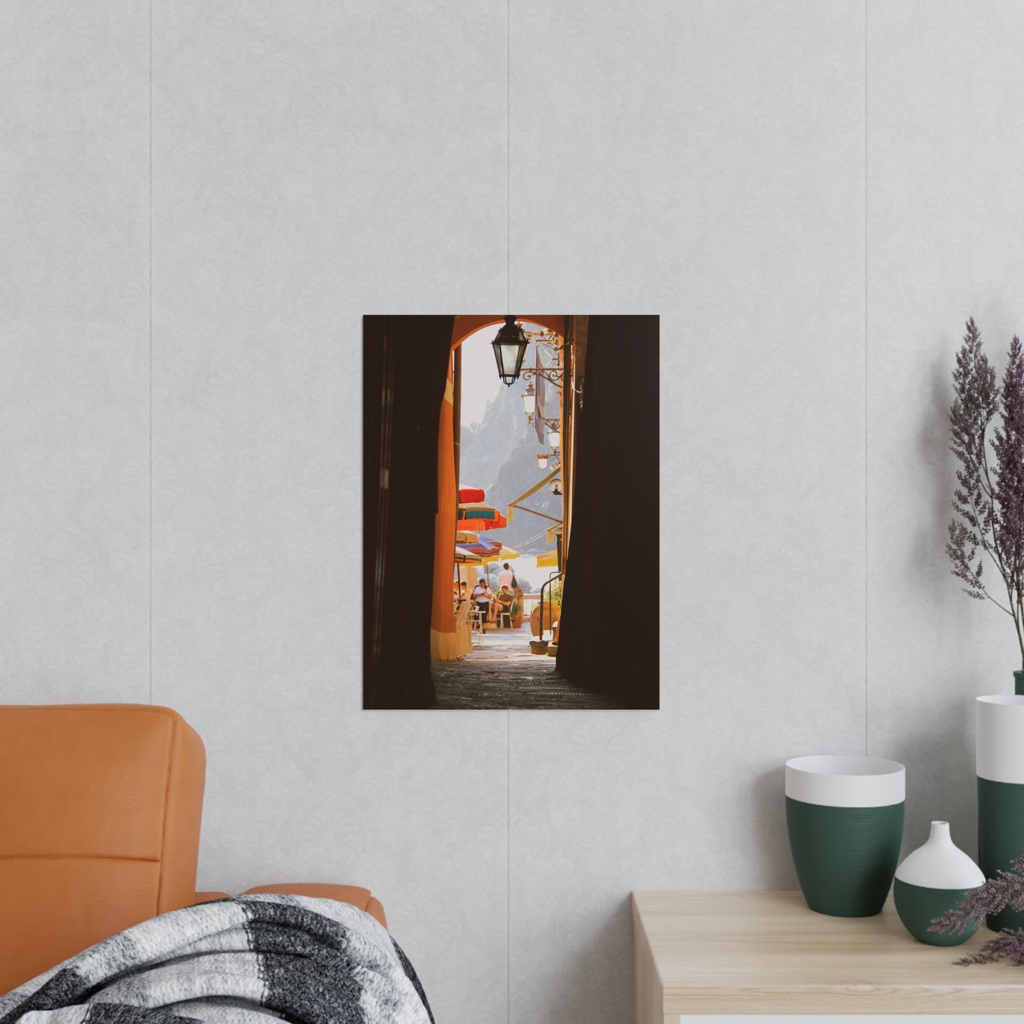 Póster Fotográfico - Arco y café de Calle en Cinque Terre, Italia