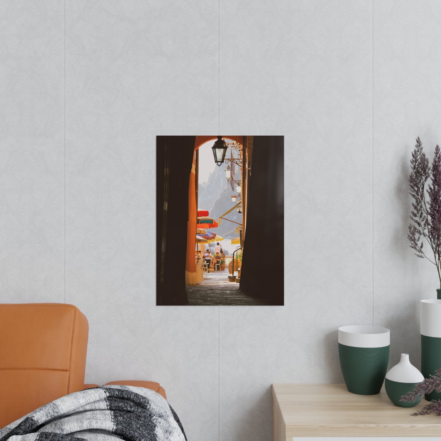 Póster Fotográfico - Arco y café de Calle en Cinque Terre, Italia